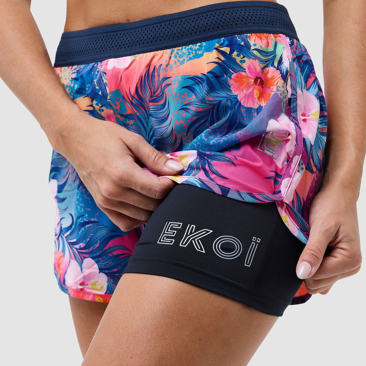 SHORT FEMME EKOI RUN 2 EN 1 TROPICAL