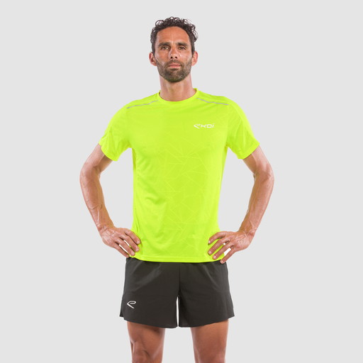 MEN T SHIRT GRAPHIC TECH EKOI RUN NEON YELLOW