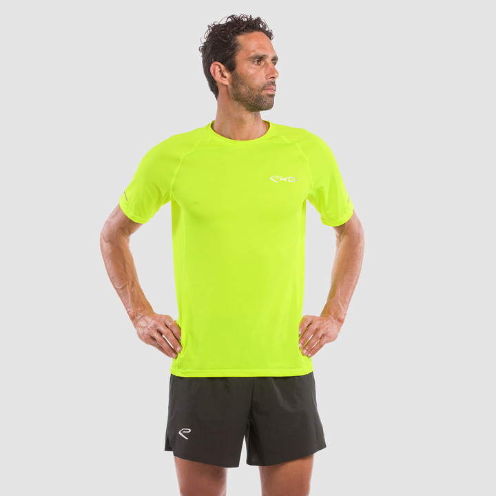 TEE SHIRT HOMME DRY FAST EKOI RUN JAUNE FLUO