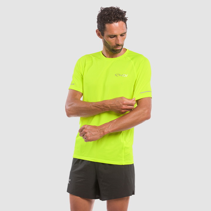 TEE SHIRT HOMME DRY FAST EKOI RUN JAUNE FLUO