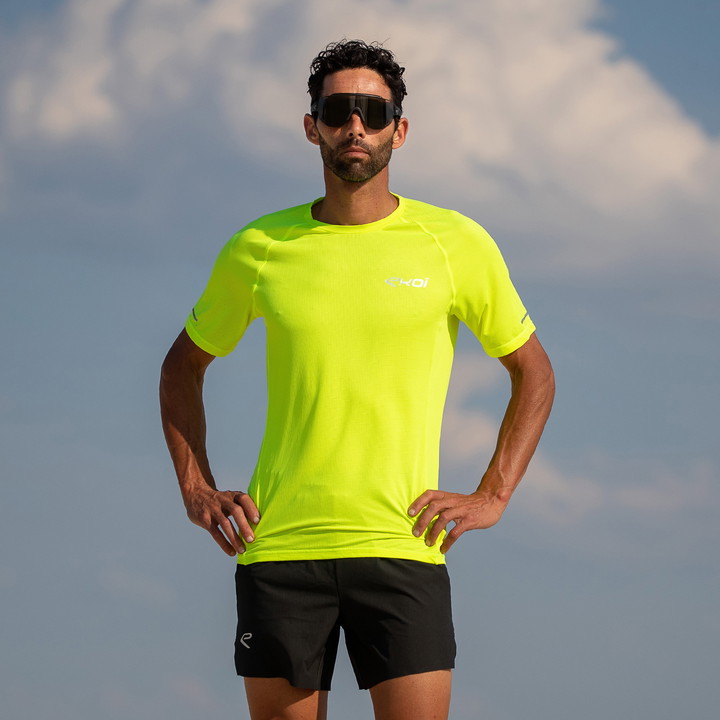 TEE SHIRT HOMME DRY FAST EKOI RUN JAUNE FLUO