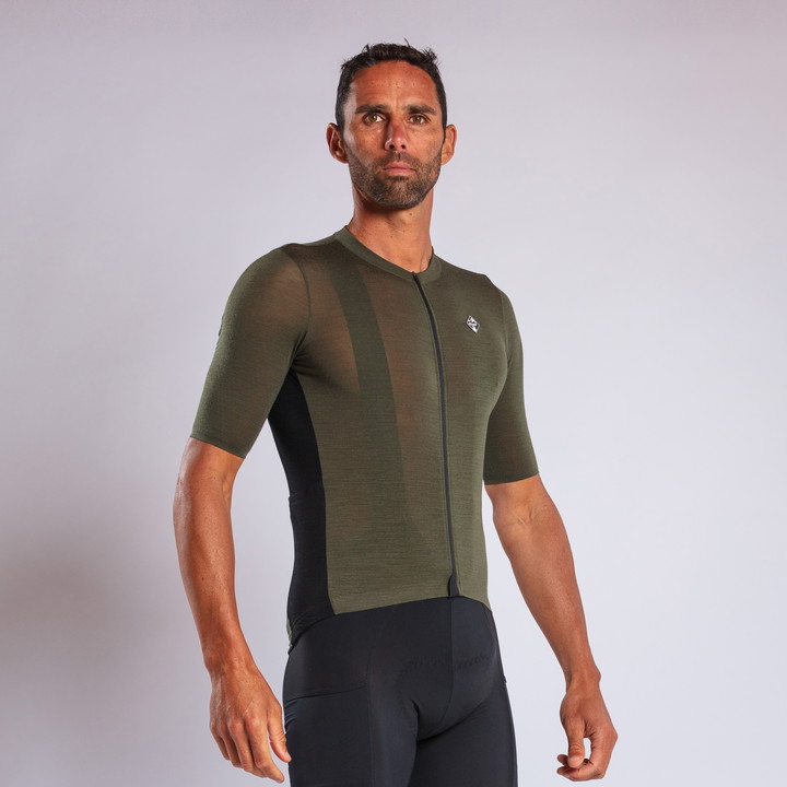 MAILLOT MERINOS EKOI GRAVEL KAKI