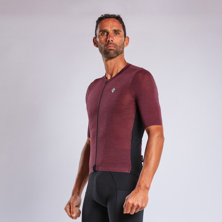 MAILLOT MERINOS EKOI GRAVEL BORDEAUX