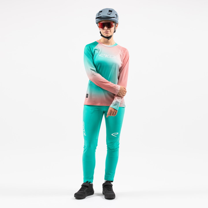 MAILLOT MANCHE LONGUES EKOI VTT VTT RUTS N WAVES BLEU WMN