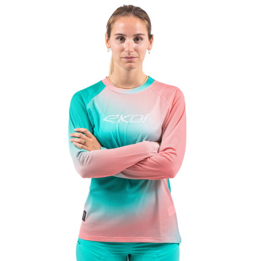 Maglia a maniche lunghe Donna EKOI Perf MTB RUTS N WAVES Blu