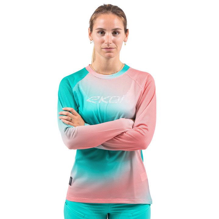 MAILLOT MANCHE LONGUES EKOI VTT VTT RUTS N WAVES BLEU WMN