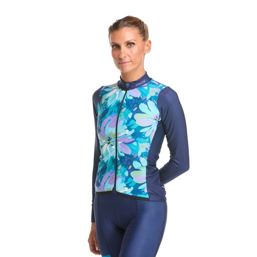 Maillot de manga larga para mujer EKOI Perf FLOWER Azul marino