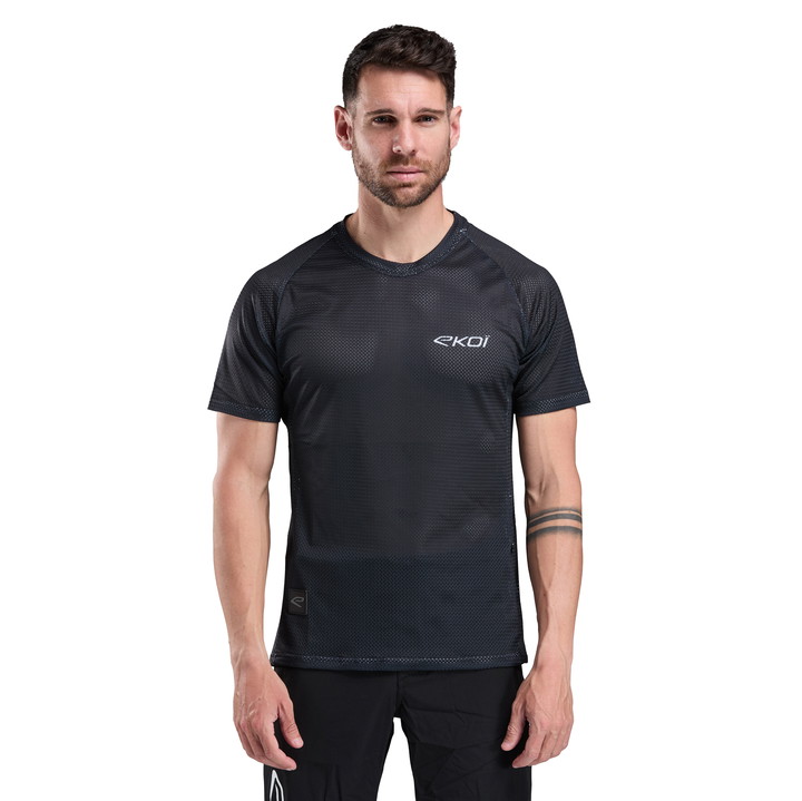MAILLOT VTT MANCHES COURTES EKOI RACING NOIR