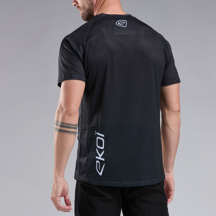 MAILLOT VTT MANCHES COURTES EKOI RACING NOIR