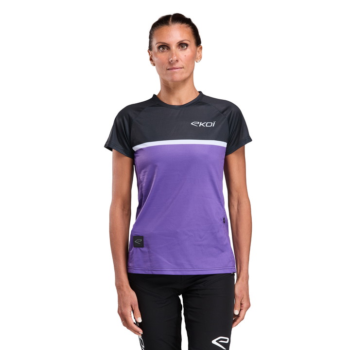 MAILLOT VTT MANCHES COURTES EKOI PERF VIOLET FEMME