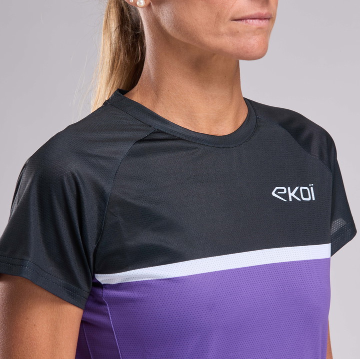 MAILLOT VTT MANCHES COURTES EKOI PERF VIOLET FEMME
