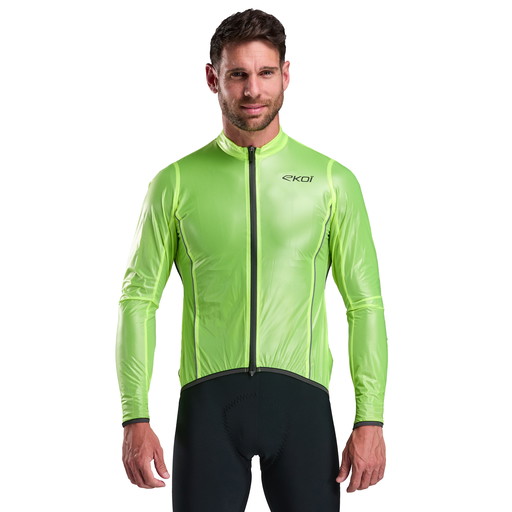Cyklistická bunda do deště EKOI Perf SHARK neonově žlutá