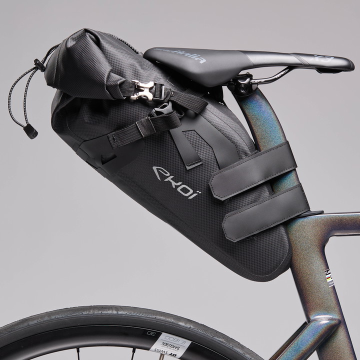 SACOCHE SELLE GRAVEL BIKE PACKING EXPLORER EKOI NOIR 