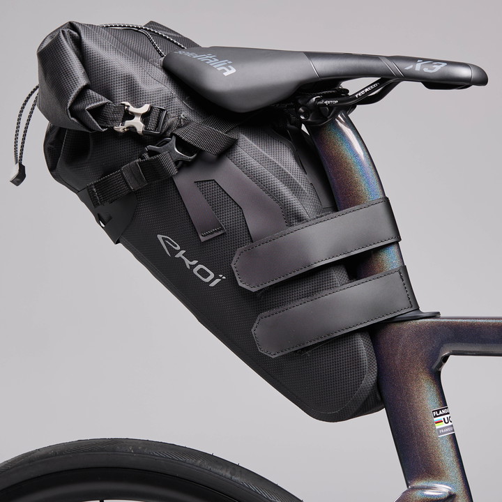 SACOCHE SELLE GRAVEL BIKE PACKING EXPLORER EKOI NOIR 