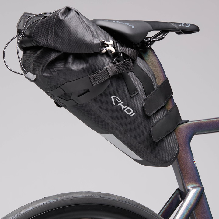 SACOCHE SELLE GRAVEL BIKE PACKING EXPLORER EKOI NOIR 