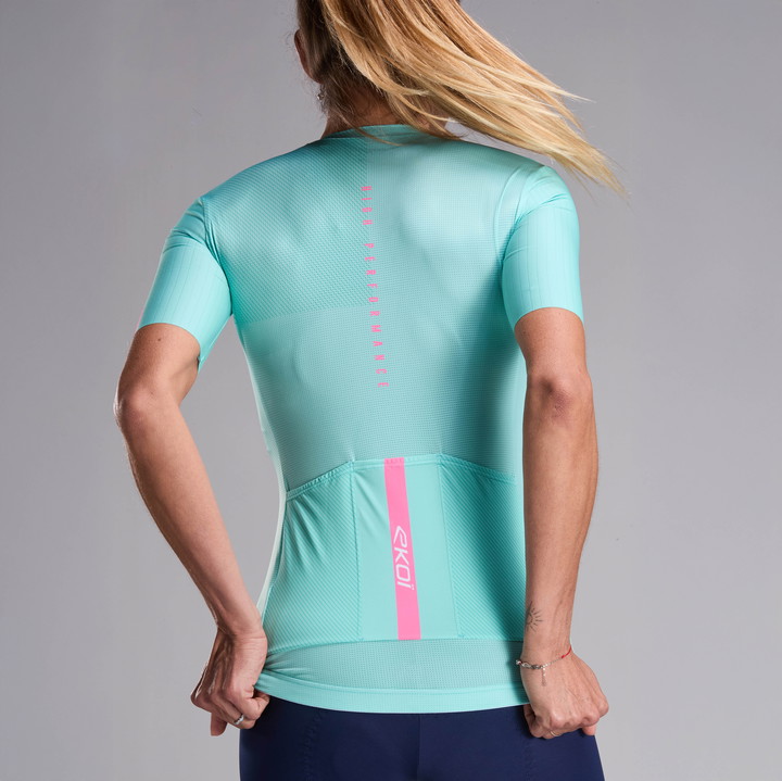 Dames wielershirt EKOI Perf LINEAR Aqua