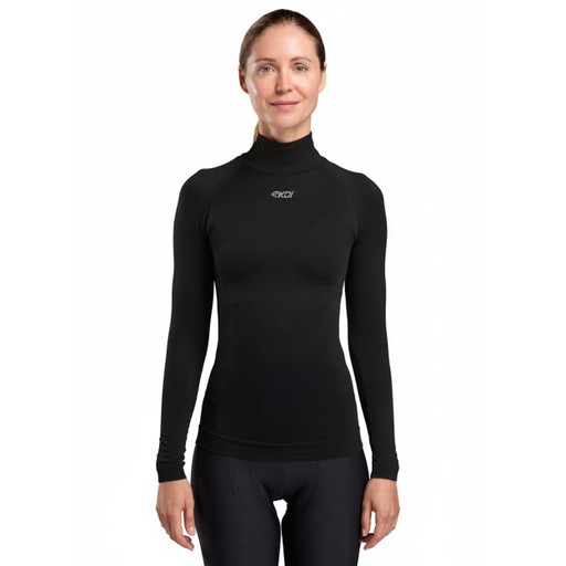 Camisola interior feminina de inverno EKOI Perf THERMO gola alta Preta
