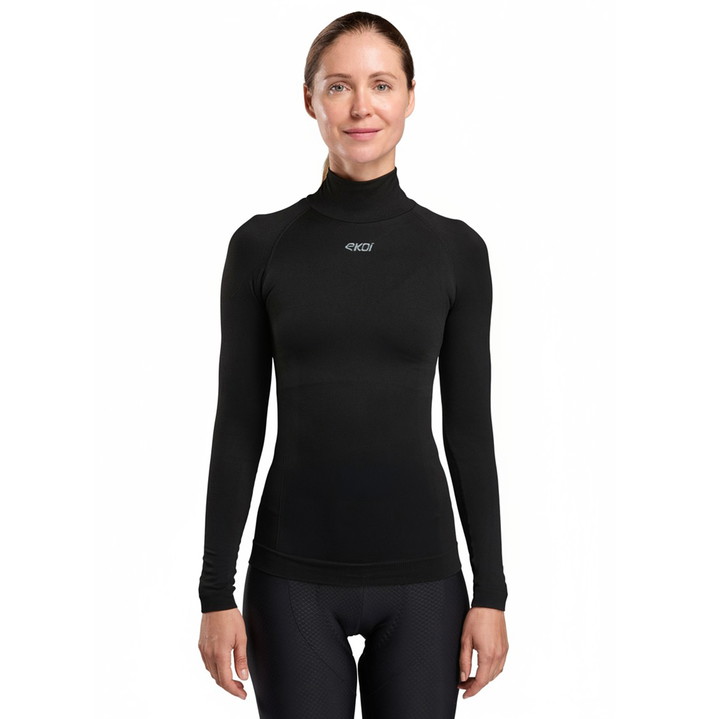 Damen-Unterhemd WINTER RACE THERMO HOHER KRAGEN SCHWARZ