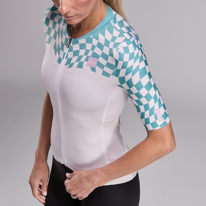 Damen-Trikot EKOI Perf CHECKS Beige