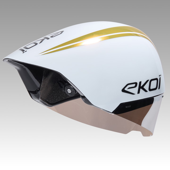 Kask EKOI Racing PURE AERO Mirror Kat. 2 Biały Holo Złoty