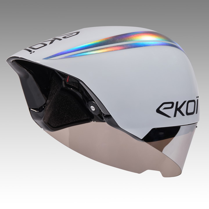Hjelm Racing PURE AERO spejl skærm cat. 2 hvid/Holo sølv