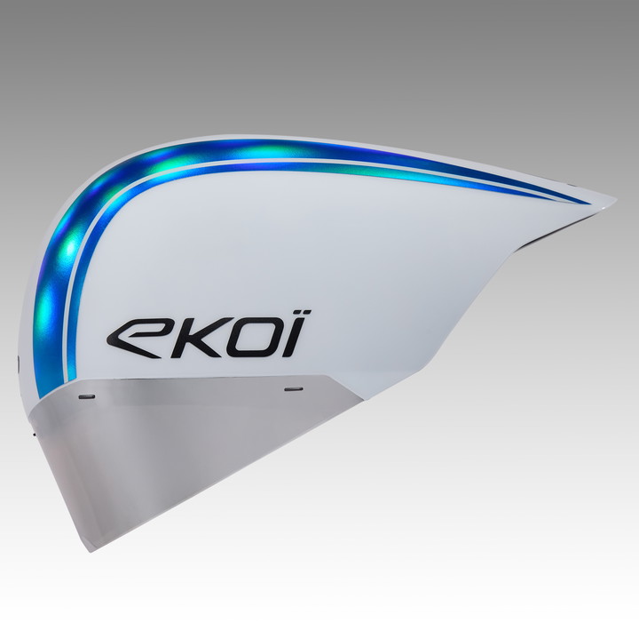 Casco EKOI Racing PURE AERO Mirror Cat2 Blanco Holo Azul