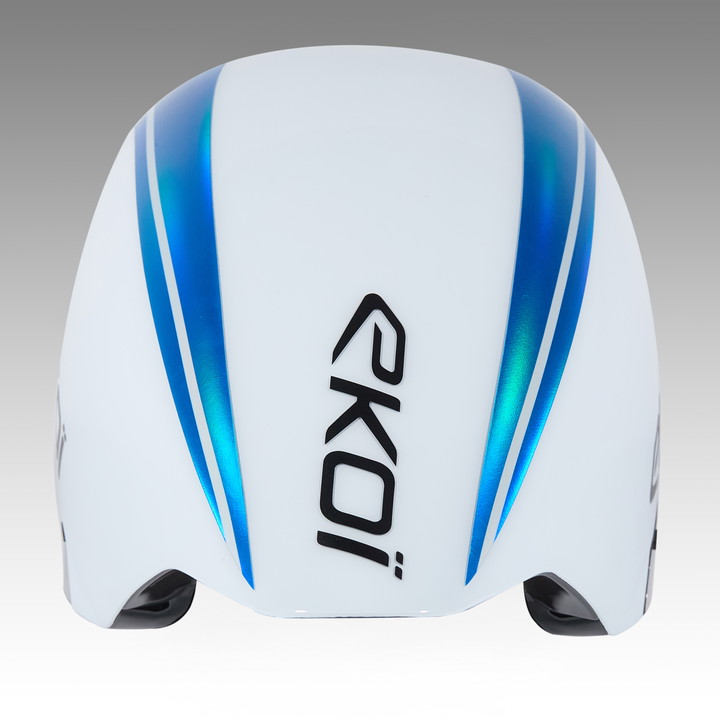 Casque EKOI Racing PURE AERO Mirror Cat2 Blanc Holo Bleu