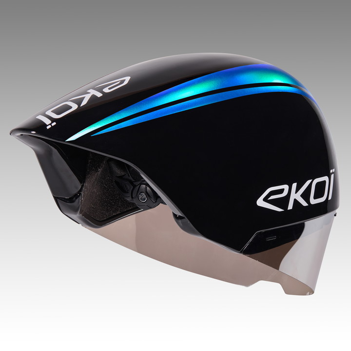 Casco EKOI Racing PURE AERO Mirror Cat2 Negro Holo Azul