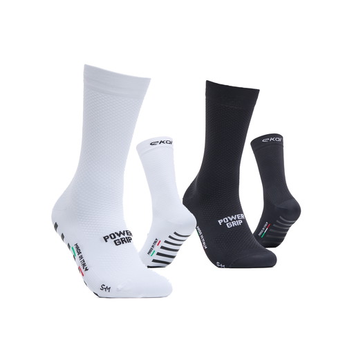 2-Pair Pack Socks EKOI Racing PRO POWERGRIP 18 cm White and Black