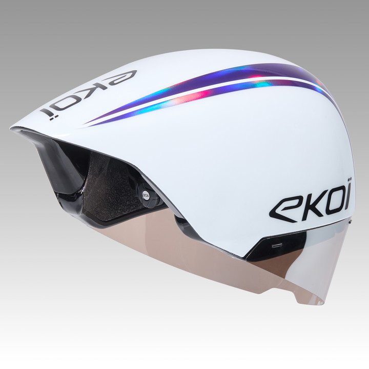 Casque personnalisable EKOI Racing PURE AERO Blanc MIRROR Cat2