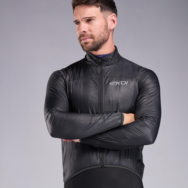 Chaqueta cortavientos EKOI Perf WINDPROOF LIGHT POCKET Negra