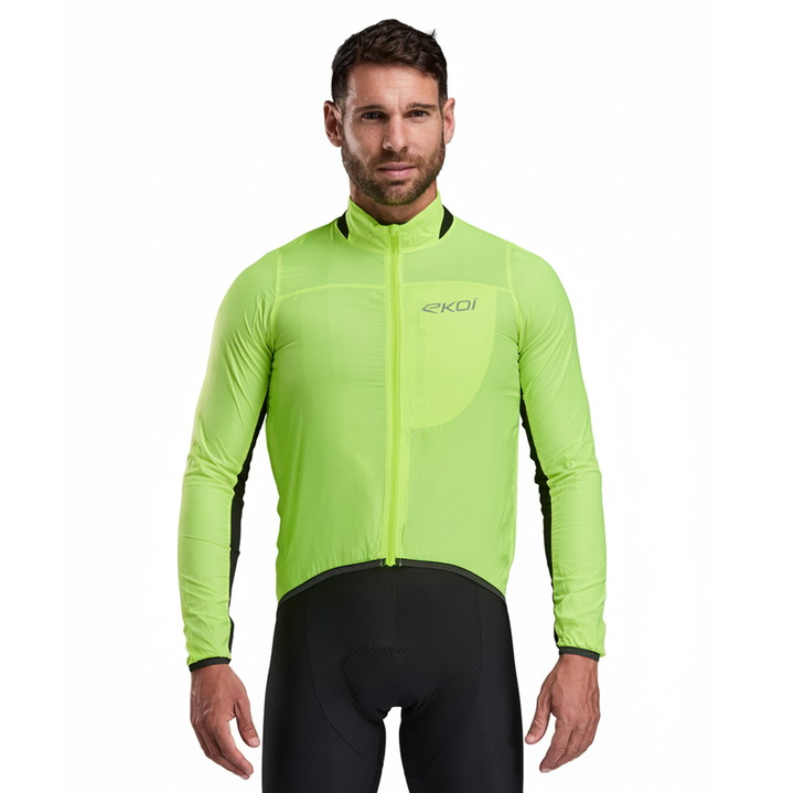 Kurtka przeciwwiatrowa EKOI Perf WINDPROOF LIGHT POCKET Żółta fluo