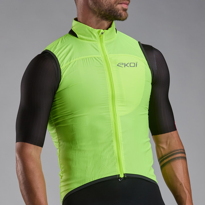 GILET EKOI PERF WINDPROOF LIGHT POCKET JAUNE FLUO