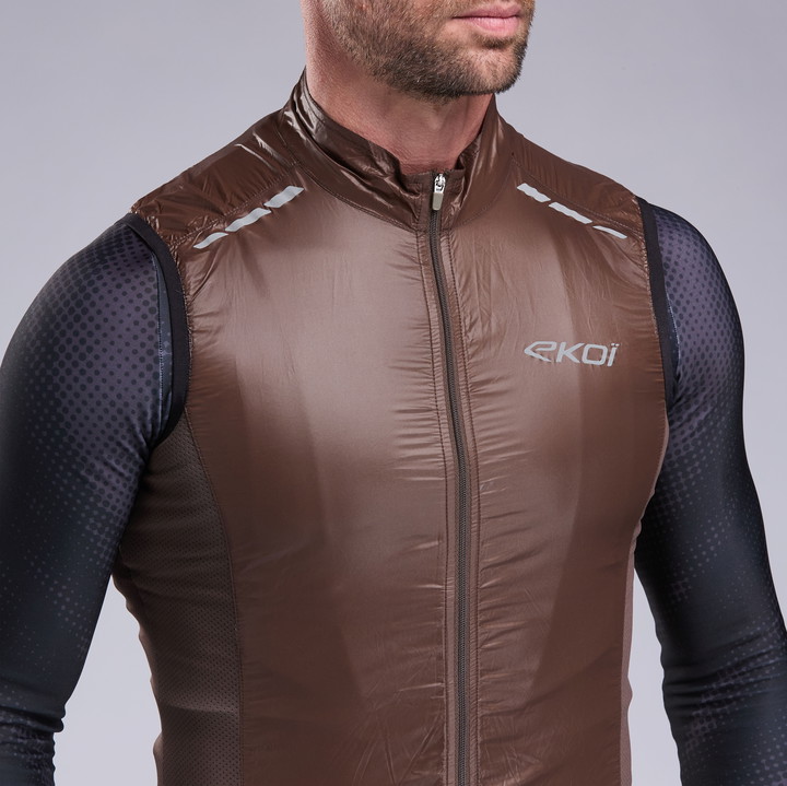 VEST EKOI PERF WINDPROOF LIGHT LASER CHOCOLATE