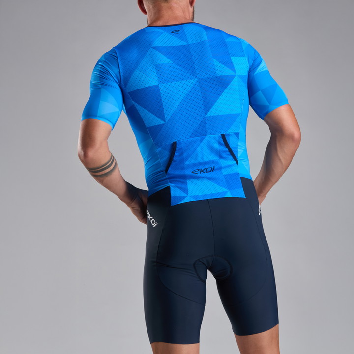 COMBINAISON TRIATHLON PERF EKOI POLYGONE BLEU