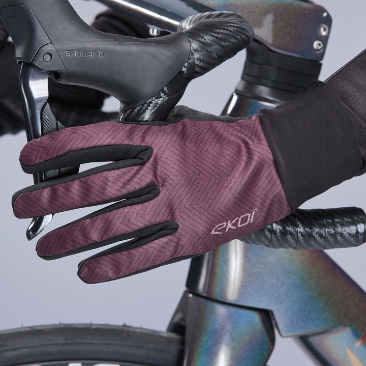 Rękawiczki damskie zimowe EKOI Perf GRIP LINE Bordowe