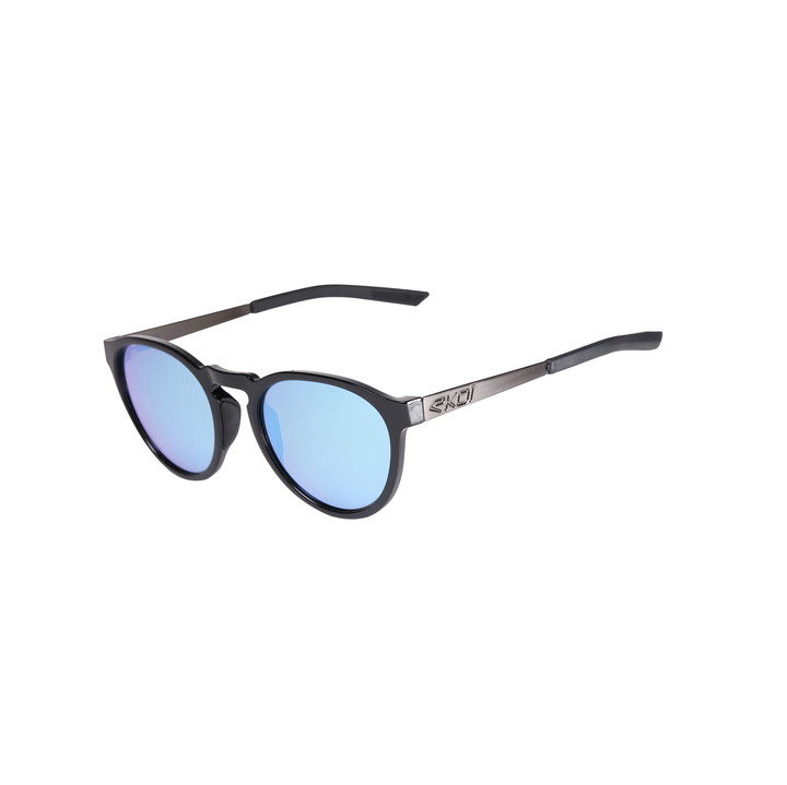 lunettes EKOI RONDES noir brillant bleu glacier