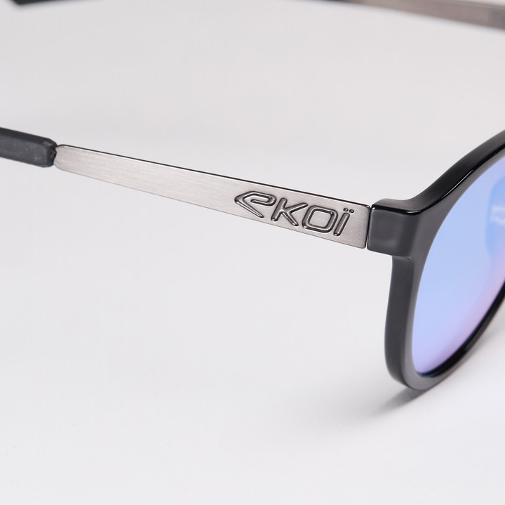 lunettes EKOI RONDES noir brillant bleu glacier