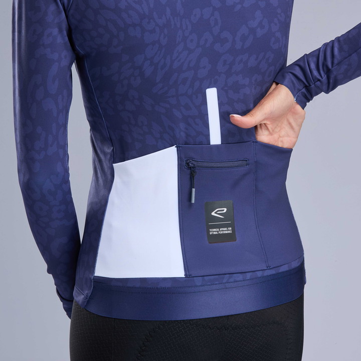 Damen-Langarmtrikot EKOI Perf LEO Marineblau