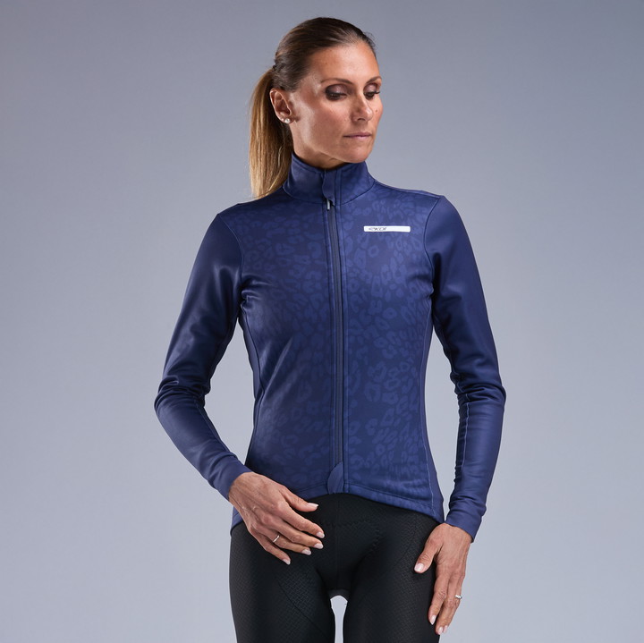 Dames thermisch fietsjack EKOI Perf LEO Marineblauw