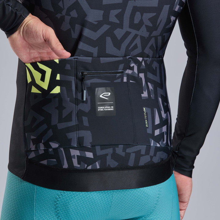 Langarmtrikot EKOI Perf GRAFFITI Schwarz