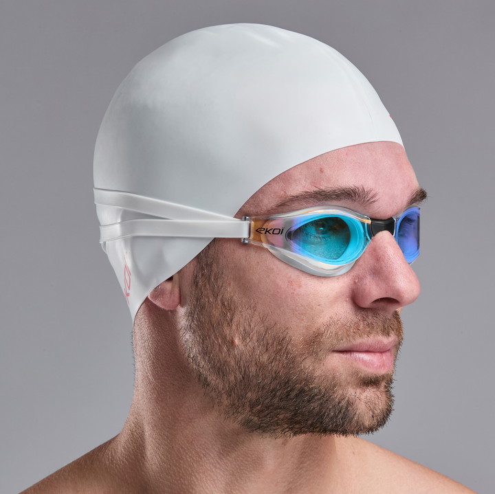 Svømmehue EKOI PERF WaveCut SILIKONE HVID