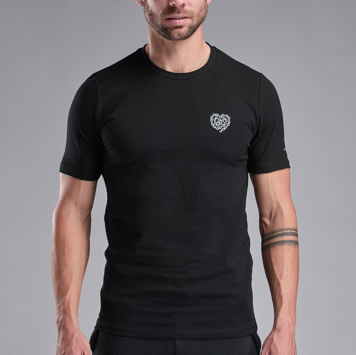 T-shirt Lifestyle EKOI HEART CHAIN Noir Gris