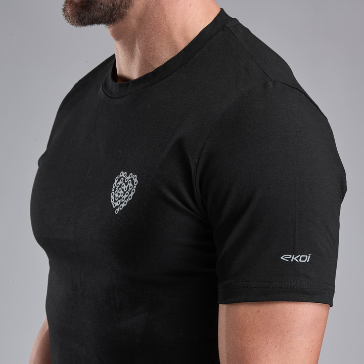 T-shirt Lifestyle EKOI HEART CHAIN Noir Gris
