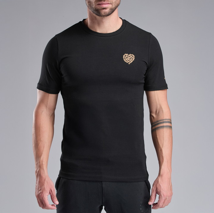 T-SHIRT LIVSSTIL EKOI HEART CHAIN SVART/BRONS