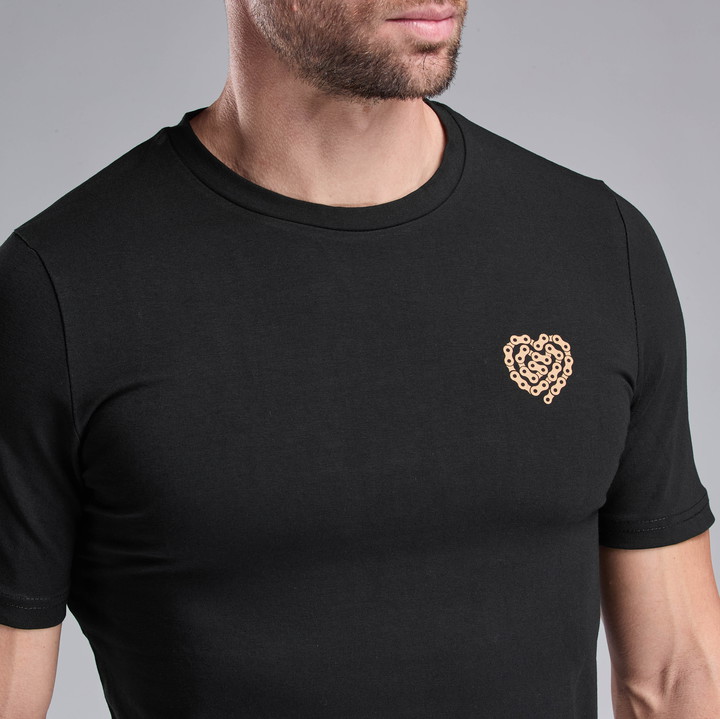 T-SHIRT LIFESTYLE EKOI HEART CHAIN  ZWART/BRONS