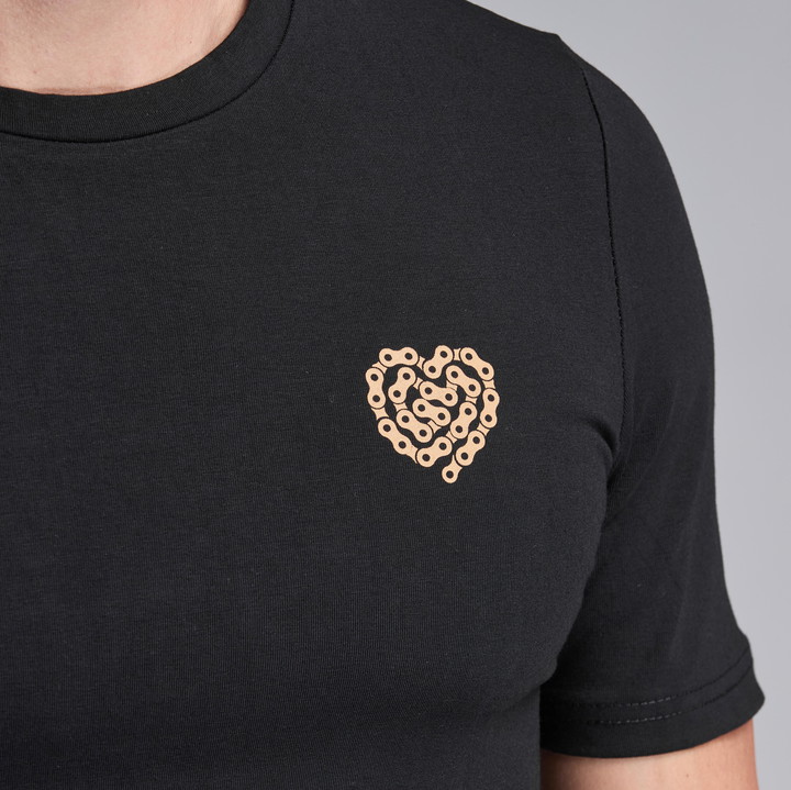 T-SHIRT LIifestyle EKOI HEART CHAIN Czarno-brązowy