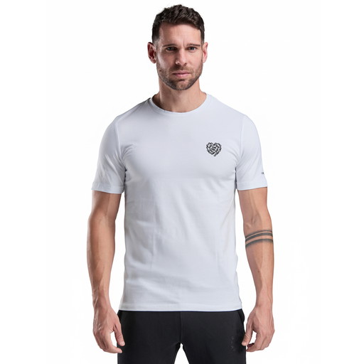 T-SHIRT LIifestyle EKOI HEART CHAIN Biało-czarny