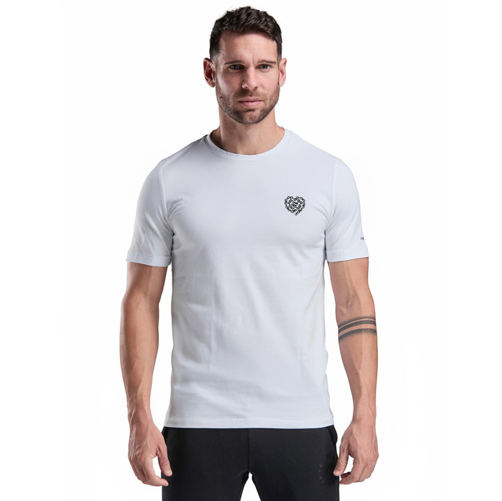 T-SHIRT LIFESTYLE EKOI HEART CHAIN  BIANCO/NERO