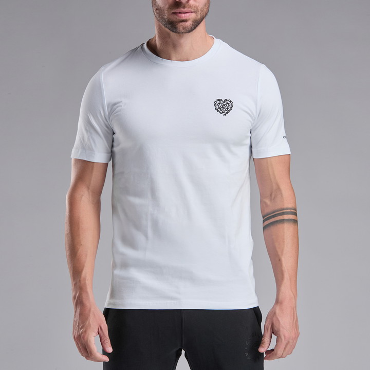 T-SHIRT LIFESTYLE EKOI HEART CHAIN  VIT/SVART
